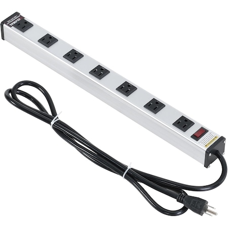 Global Industrial Power Strip, SJT, 5-15R, 6 ft., Silver 500882